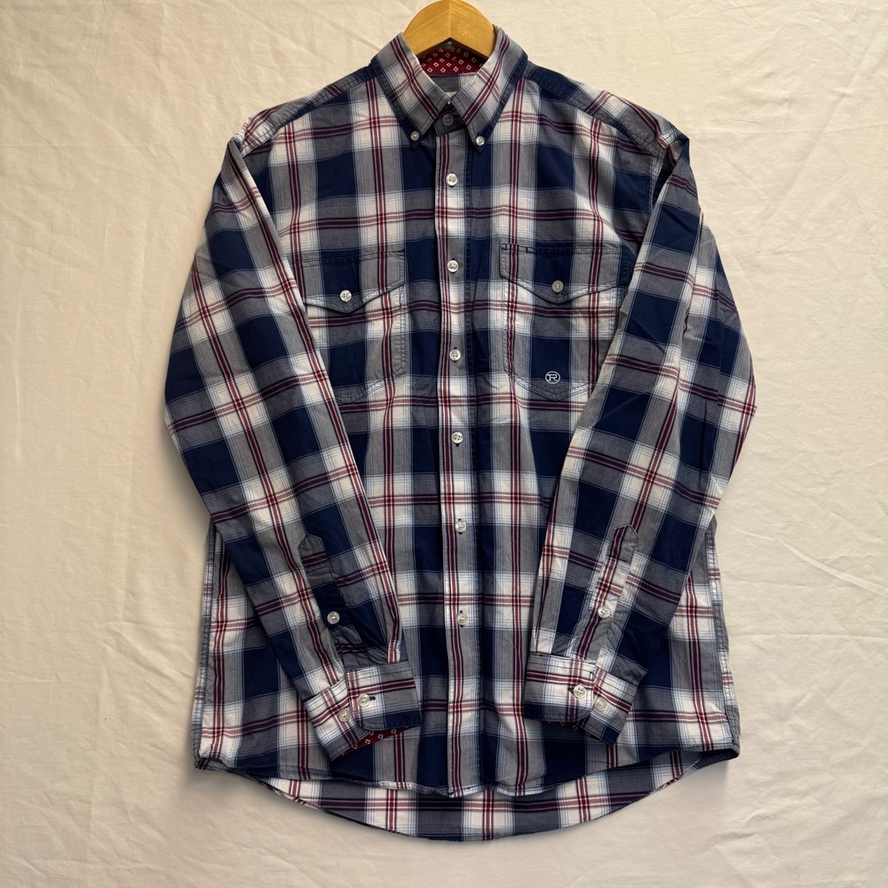 Roper Wear the West Mens Small Blue Plaid Button Down Shirt